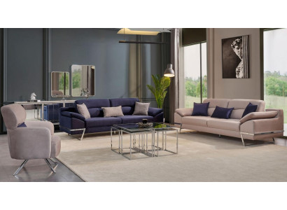 Luxury Sofa set 331 Seater Three Seater Sofa Armchair Fabric Blue Modern