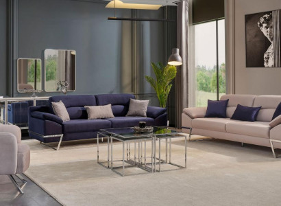 Luxury Sofa set 331 Seater Three Seater Sofa Armchair Fabric Blue Modern