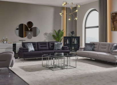 Luxury Sofa set 331 Seater Three Seater Sofa Armchair Fabric Gray Modern