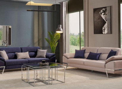 Three Seater Suite Sofa set 33 Seater Fabric Luxury Blue Set Sets