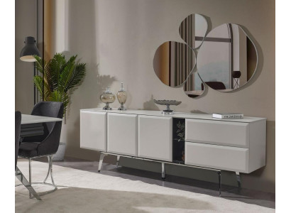 Sideboard with Mirror Chest of drawers White Console Table Modern Wood Set