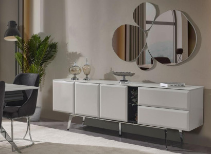 Sideboard with Mirror Chest of drawers White Console Table Modern Wood Set