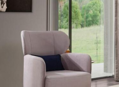 Armchair Wing Chair Cocktail Chair Seater Modern Design Gray Fabric Seat
