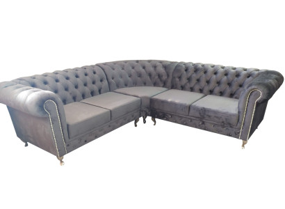 Chesterfield L-shape Corner sofa Couch Design Upholstery Textile Sofa Corner Couches