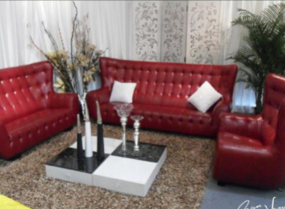 Sofa set Chesterfield Armchair Sofa Set 3-piece leather sofa red modern