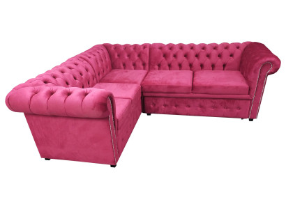 Luxury Corner sofa L-shape Chesterfield Sofa Textile Pink Couch Modern Sofas