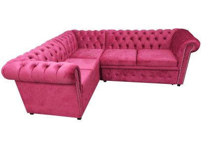 Luxury Corner sofa L-shape Chesterfield Sofa Textile Pink Couch Modern Sofas