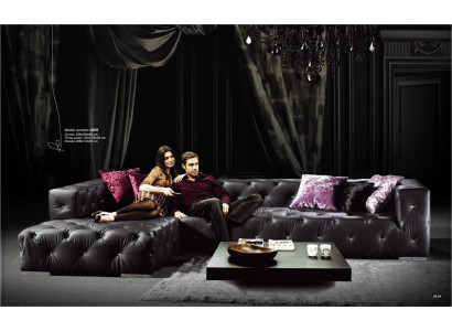 Corner sofa L-shape Chesterfield luxury sofa black couch leather sofa