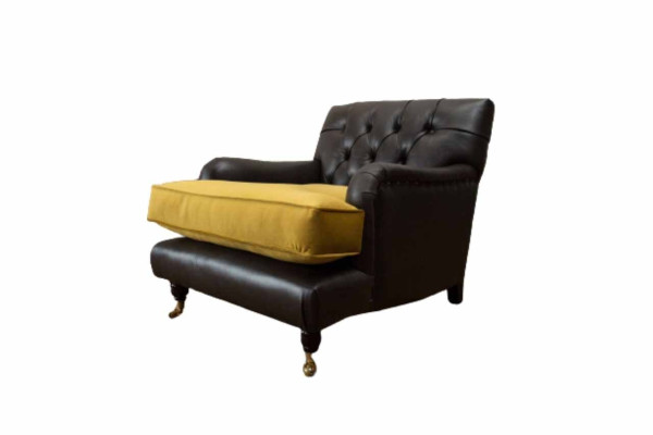 Armchair Couch Sofa Leather Brown Lounge Upholstery Seater Luxury Design Club