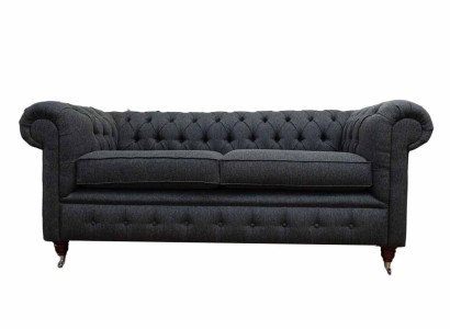 Chesterfield Couch Upholstery Furniture Two-seater Couches Sofas Fabric Gray