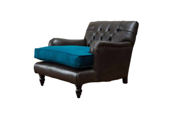 Chesterfield Armchair Couch 1 Seater Couches Upholstery Sofa Leather Gray