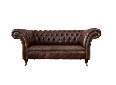 Sofa 2 Seater Couch Upholstery Sofa Brown Chesterfield Sofas 100% Leather Immediately