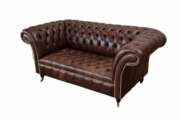 Sofa 2 Seater Couch Upholstery Sofa Brown Chesterfield Sofas 100% Leather Immediately