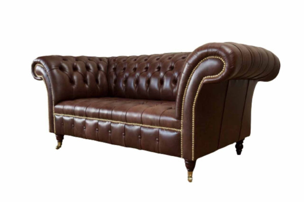 Sofa 2 Seater Couch Upholstery Sofa Brown Chesterfield Sofas 100% Leather Immediately