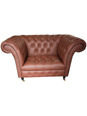 Luxury Chesterfield Armchair Leather Seat Lounge Armchair Brown Modern