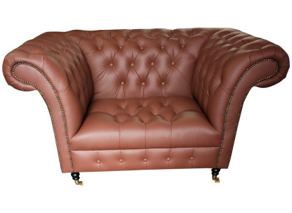 Luxury Chesterfield Armchair Leather Seat Lounge Armchair Brown Modern