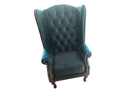 Wing Chair Chesterfield Velvet Single Seater Luxury Armchair Couches Sofa