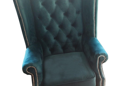 Wing Chair Chesterfield Velvet Single Seater Luxury Armchair Couches Sofa