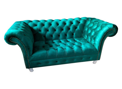 Chesterfield Luxury Sofa 2 Seater Textile Couch Blue Sofas Green Couches