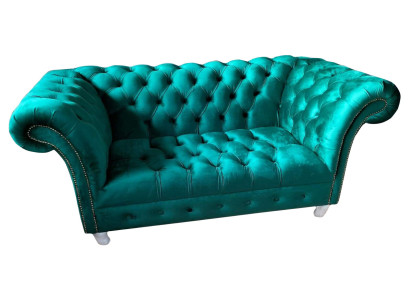 Chesterfield Luxury Sofa 2 Seater Textile Couch Blue Sofas Green Couches