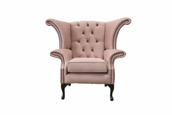 Wing Chair Armchair Velvet Design Upholstery Sofa Chesterfield Textile Furniture