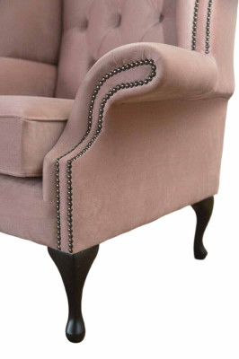 Wing Chair Armchair Velvet Design Upholstery Sofa Chesterfield Textile Furniture