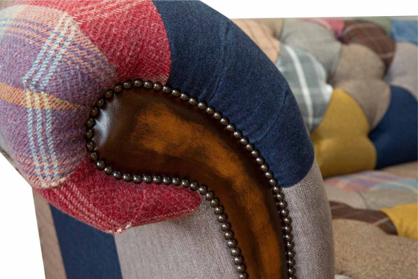 Chesterfield Design Armchair Couch Upholstery Textile Couches Seater Multicolored