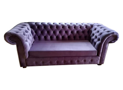 Chesterfield Sofa Three Seater Sofas Couch Upholstery Textile Purple Couches Velvet