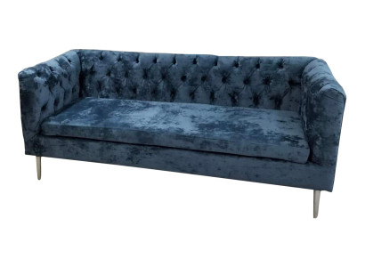 Luxury Chesterfield Sofa 3 Seater Couch Textile Modern Sofas Blue Turkis