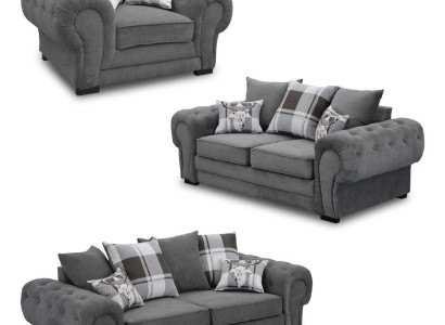 Sofa set 3+2+1 Chesterfield-Furniture Living room Textile in Italian style
