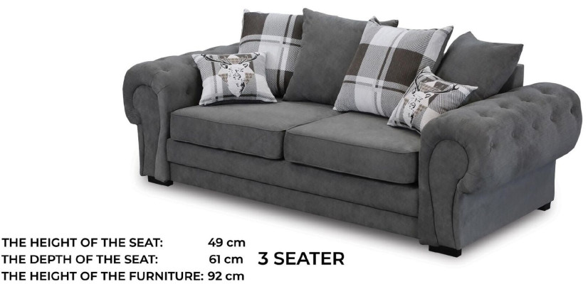 Sofa set 3+2+1 Chesterfield-Furniture Living room Textile in Italian style