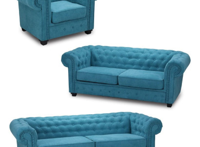 Chesterfield Sofa set Couch Upholstery Furniture Set Suite 3+2+1 Turquoise