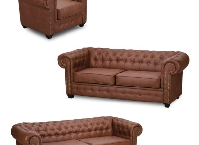 Sofa set Chesterfield 3+2+1 Living room Furniture Couch Suite Fabric Textile