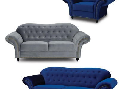 Chesterfield Sofa set Couch Upholstery Furniture 3+2+1 Velvet fabric Couches
