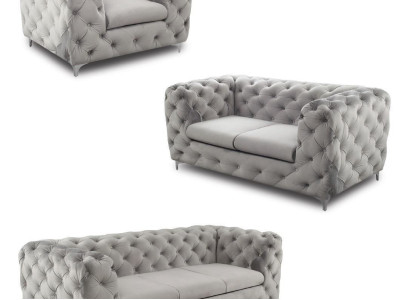Chesterfield sofa set couch sofa set velvet gray couches seating furniture