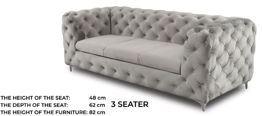 Chesterfield sofa set couch sofa set velvet gray couches seating furniture