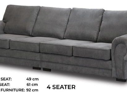 Four-seater Classic s Sofa furniture upholstery in gray Comfortable couch fabric