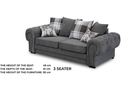 Three Seater Couch Upholstery Furniture Velvet Couch Fabric Sofa 224cm Couches