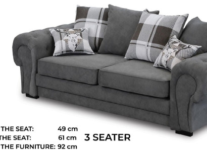 Three Seater Couch Upholstery Furniture Velvet Couch Fabric Sofa 224cm Couches