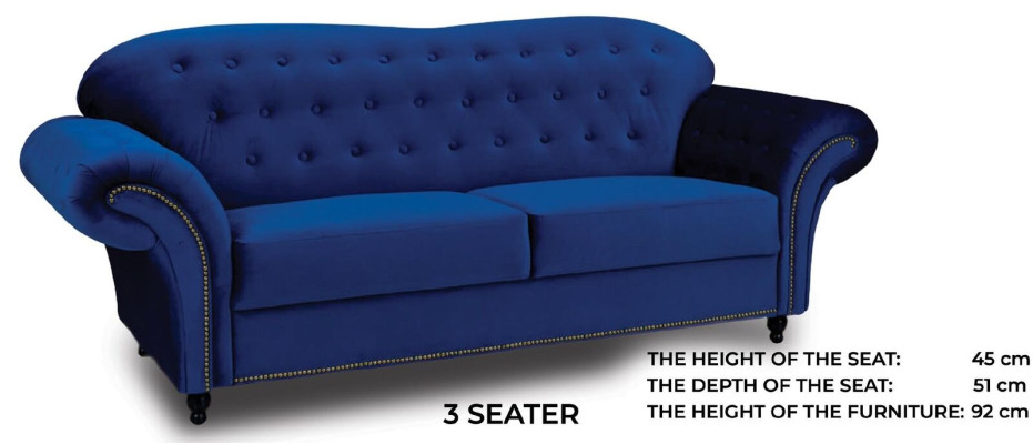 Three Seater Couch Textile Blue e Sofa Upholstery Furniture Furnishings Sofas Couches