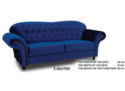 Three Seater Couch Textile Blue e Sofa Upholstery Furniture Furnishings Sofas Couches