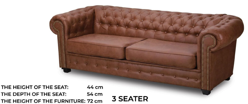 Three Seater Couch Textile Brown Sofa Upholstery Furniture Furnishings Sofas Couches