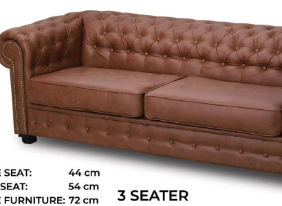 Three Seater Couch Textile Brown Sofa Upholstery Furniture Furnishings Sofas Couches
