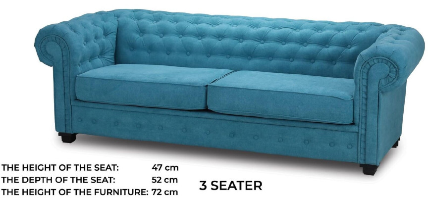 Three Seater Couch Textile Turkis Sofa Upholstery Furniture Furnishings Sofas Couches