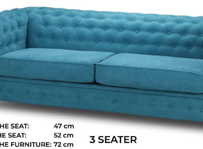 Three Seater Couch Textile Turkis Sofa Upholstery Furniture Furnishings Sofas Couches