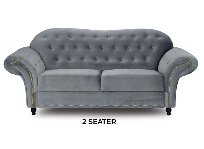 Two-seater Gray Chesterfield Couch Upholstery Furniture Fabric Couches Sofas Textile