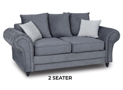 Gray Chesterfield Couch Upholstery Furniture Fabric Couches Sofas Two-seater