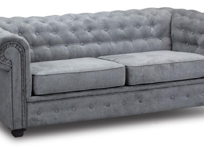 Gray Chesterfield Couch Upholstery Furniture Two-seater Couches Sofas Fabric Textile