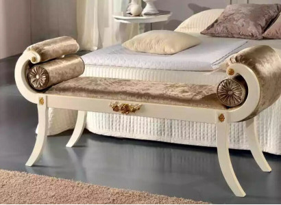 Classic beige upholstered bench bench seating furniture designer wooden furniture