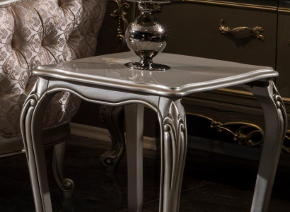 Silver Side table Baroque Rococo Table Newspaper table Living room Wood
